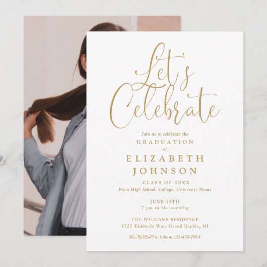 Invitation Fêtons la fête de graduation de la photo de script (Devant / Derrière)
