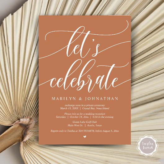 Invitation Fêtons la fête de l'Elopement Mariage, Navy Blue