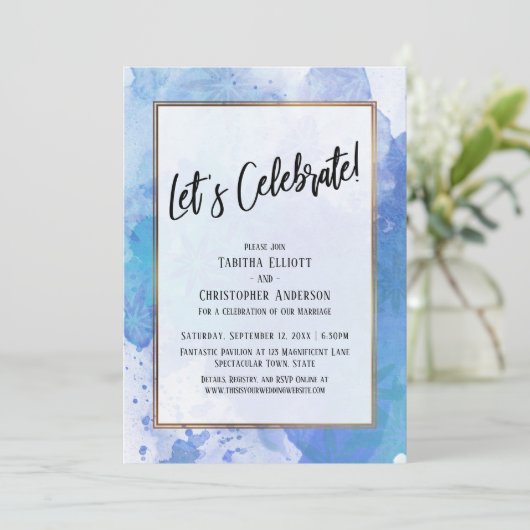 Invitation Fêtons l'Abstrait de Bordure Dorée Éclaboussure Bl (Debout devant)