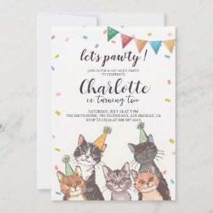 Invitation Fêtons l'anniversaire de Chat