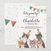 Invitation Fêtons l'anniversaire de Chat (Devant / Derrière)