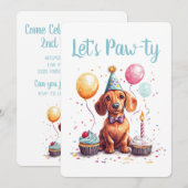 Invitation Fêtons l'anniversaire des chiens teckel (Devant / Derrière)