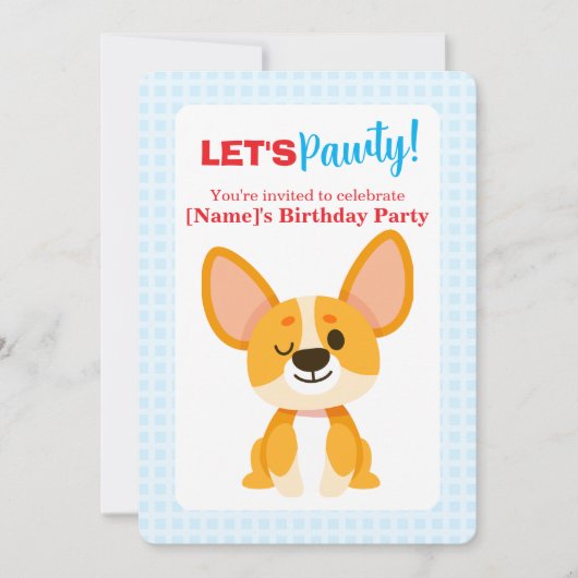 Invitation Fêtons l'anniversaire du Corgi (Devant)