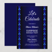 Invitation Fêtons l'anniversaire surprenant Black Blue Party (Devant / Derrière)
