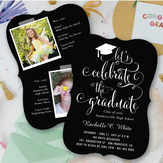 Invitation Fêtons le Graduate Black & White Party