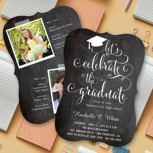 Invitation Fêtons le Graduate Chalkboard Grad Party
