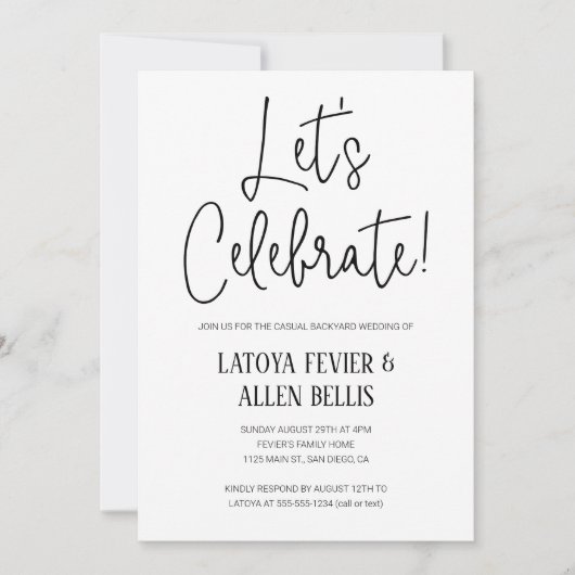 Invitation Fêtons le Mariage de Jardin Décontracté (Devant)