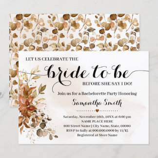 Invitation Fêtons l'épouse pour être Mariage de automne de do