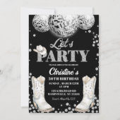 Invitation Fêtons les bottes de bal disco fête d'anniversaire (Devant)