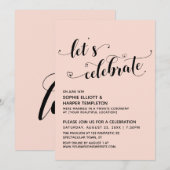 Invitation Fêtons les cœurs Fardé de rose Réception uniquemen (Devant / Derrière)