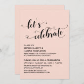 Invitation Fêtons les cœurs Fuschsi Réception seulement (Devant / Derrière)