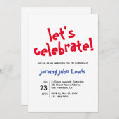 Invitation Fêtons l'invitation d'anniversaire (Devant / Derrière)