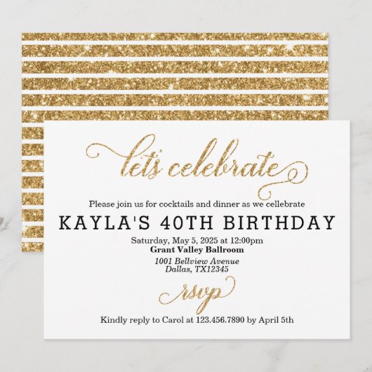 Invitation Fêtons l'invitation de la fête d'anniversaire (Devant / Derrière)