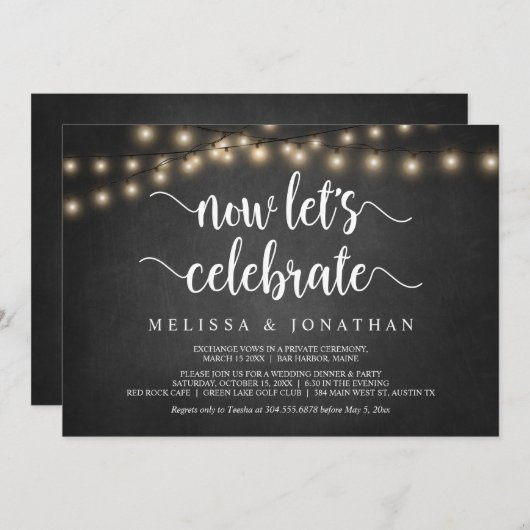 Invitation Fêtons maintenant, le Mariage russe Elopement Invi (Devant / Derrière)