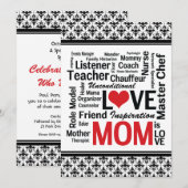 Invitation Fêtons maman ! Fête des mères /Anniversaire de mam (Devant / Derrière)