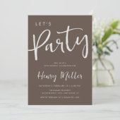 Invitation Fêtons minimaliste Anniversaire Fête Brown (Debout devant)