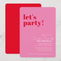 FÊTONS modern minimal anniversaire rouge rose