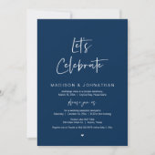 Invitation Fêtons, Navy Blue, Mariage Elopement Party (Devant)