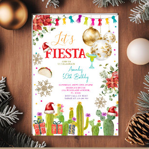 Invitation Fêtons Noël Fiesta Anniversaire 50 ans Mexicain