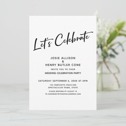 Invitation Fêtons-nous Réception de mariage + Rayure dorée (Debout devant)