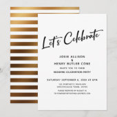 Invitation Fêtons-nous Réception de mariage + Rayure dorée (Devant / Derrière)