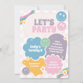 Invitation Fêtons Pastel Retro sourires Anniversaire (Devant)