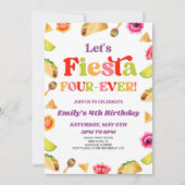 Invitation Fêtons quatre jamais Taco fête du 4e anniversaire (Devant)
