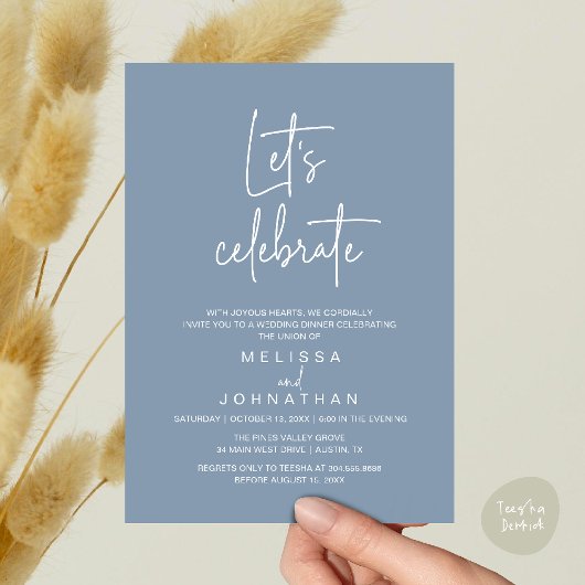 Invitation Fêtons, Réception de Mariage Intime