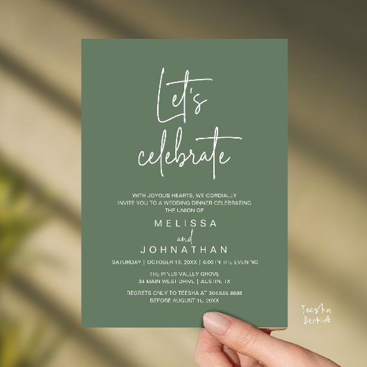 Invitation Fêtons, Réception de Mariage Intime