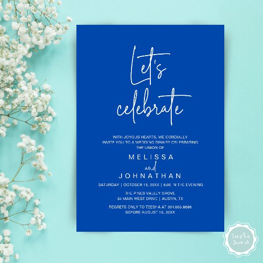 Invitation Fêtons, Réception de Mariage Intime
