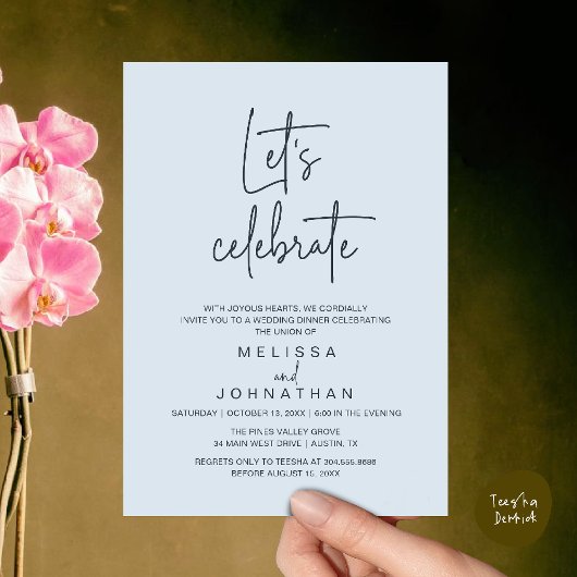 Invitation Fêtons, Réception de Mariage Intime