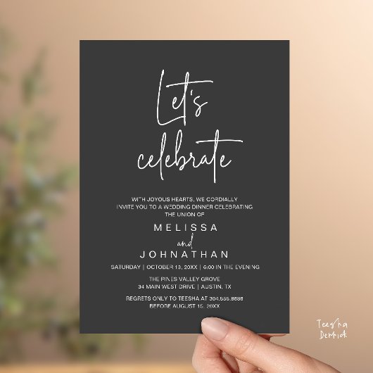 Invitation Fêtons, Réception de Mariage Intime