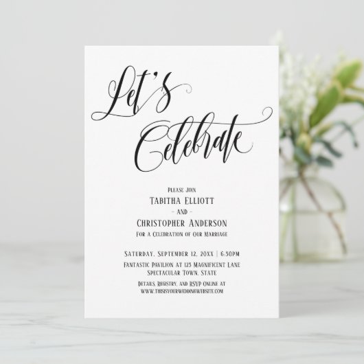 Invitation Fêtons Script Élaboré Noir et Blanc (Debout devant)