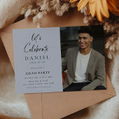 Invitation Fêtons ! Script Photo Grad Party Blue