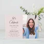 Invitation Fêtons ! Script Photo Grad Party rose (Debout devant)