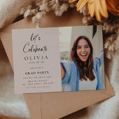 Invitation Fêtons ! Script Photo Grad Party rose