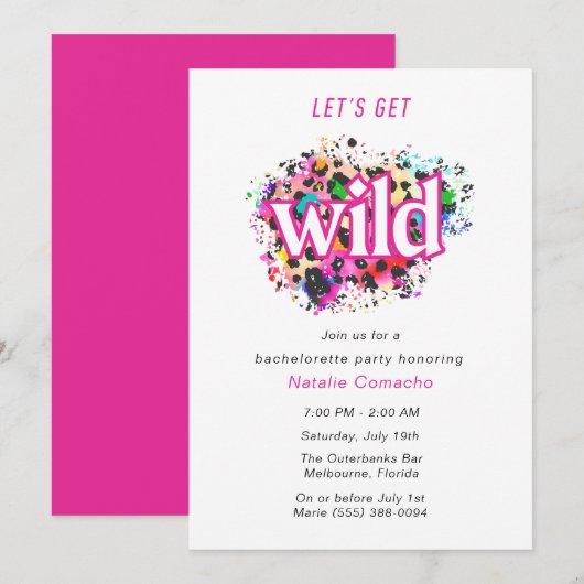 Invitation Fêtons Wild Cheetah Bachelorette Party (Devant / Derrière)