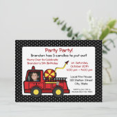 Invitation Feu Camion Anniversaire avec photo (Debout devant)