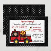 Invitation Feu Camion Anniversaire avec photo (Devant / Derrière)