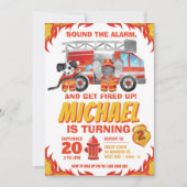 Invitation Feu d'anniversaire du camion d'incendie Watercolor (Devant)