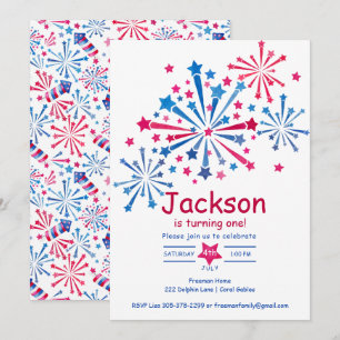 Invitation Feu d'aquarelle 4 juillet premier anniversaire