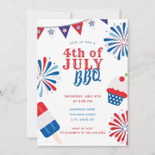 Invitation Feu d'artifice 4 juillet BBQ