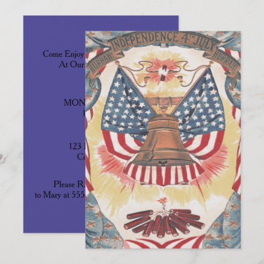 Invitation Feu d'artifice Bell Liberty (Devant / Derrière)