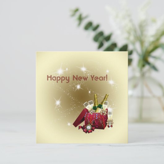 Invitation Feu d'artifice Champagne Confetti Nouvel An Sove P (Debout devant)