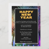 Invitation Feu d'artifice coloré Nouvel An (Devant)