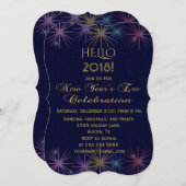 Invitation Feu d'artifice couleur or Réveillon du Nouvel An (Devant / Derrière)