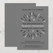 Invitation Feu d'artifice de fête du 40e anniversaire noir bl (Devant / Derrière)