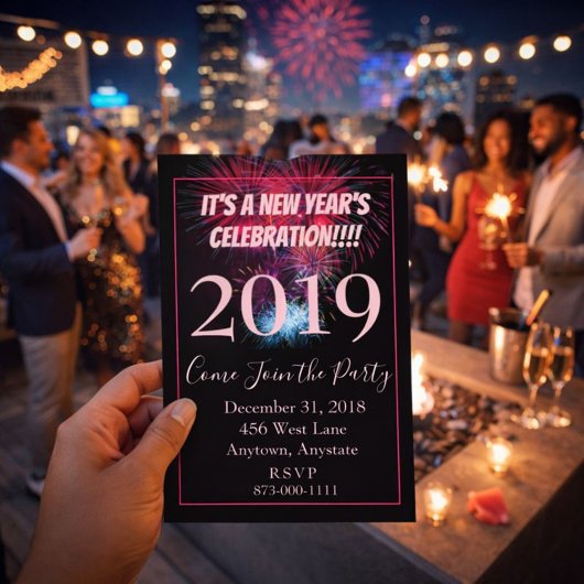 Invitation Feu d'artifice de la fête du Nouvel An