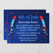 Invitation Feu d'artifice de la Glittery Rocket 4 juillet Inv (Devant / Derrière)