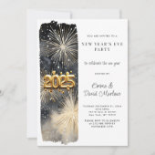 Invitation Feu d'artifice de la Parties scintillant d'or 2025 (Devant)